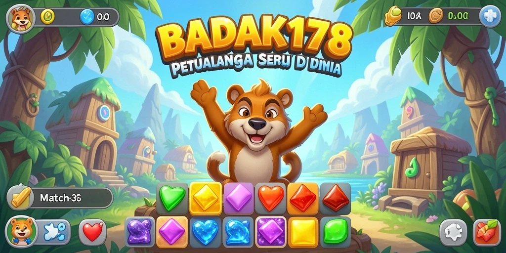 Tampilan menarik dari gameplay Match-3 BADAK178 yang seru.