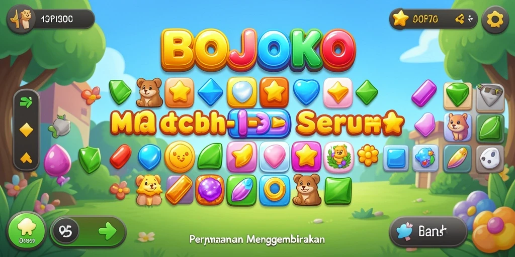 Tampilan gameplay seru dari BOSJOKO dalam permainan Match-3.