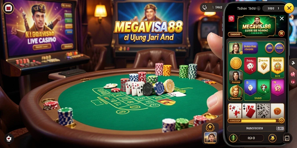Screenshot utama MEGAVISA88 menampilkan dealer langsung dan gameplay yang interaktif.