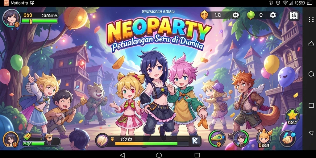 Tampilan gameplay seru dari NEOPARTY dengan karakter anime.