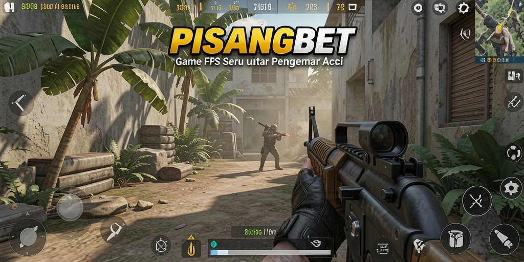 Screenshot utama PISANGBET menampilkan aksi seru dalam pertempuran FPS.