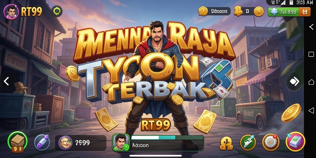 Tangkapan layar utama RT99 menampilkan aksi seru dalam gameplay Tycoon.