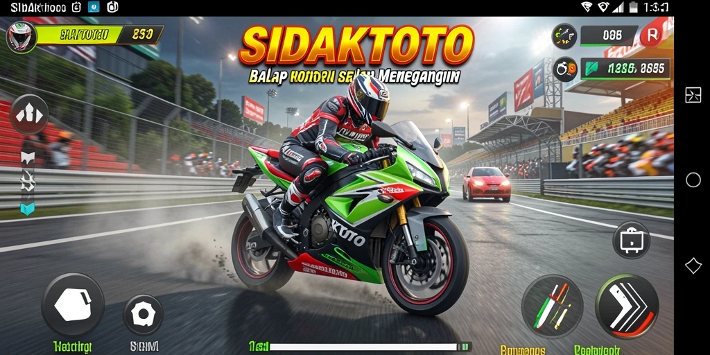 Tampilan gameplay menegangkan dalam SIDAKTOTO saat balapan.