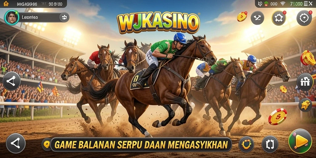 Tampilan gameplay WJKASINO dengan balapan yang seru dan mendebarkan.